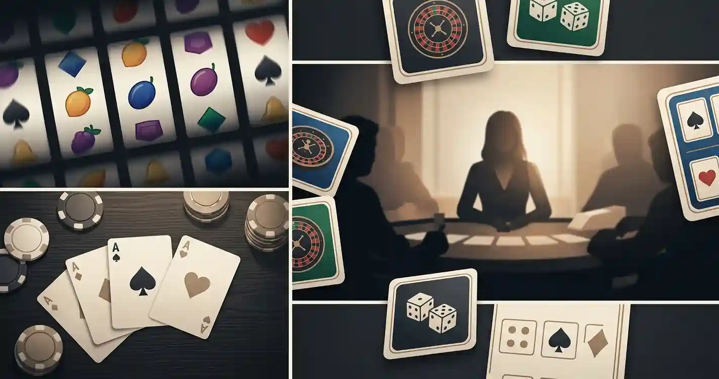 Illustratie met neutrale slots en live casino categorieën